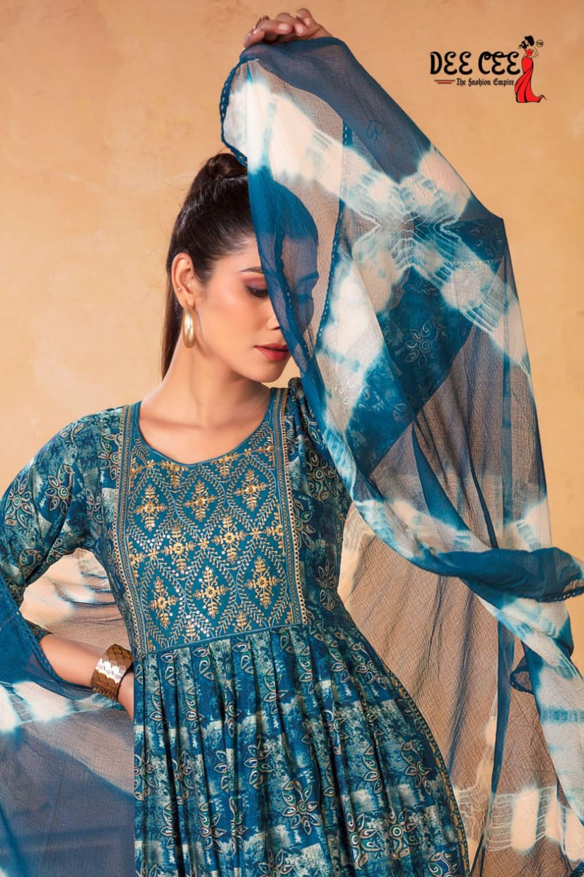 Jagvi By Deecee Heavy Chanderi Print Kurti With Bottom Dupatta